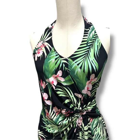 238 Tommy Bahama | NWT $148 Black Green Tropical Floral Halter Dress (Size XS) - Picture 5 of 16